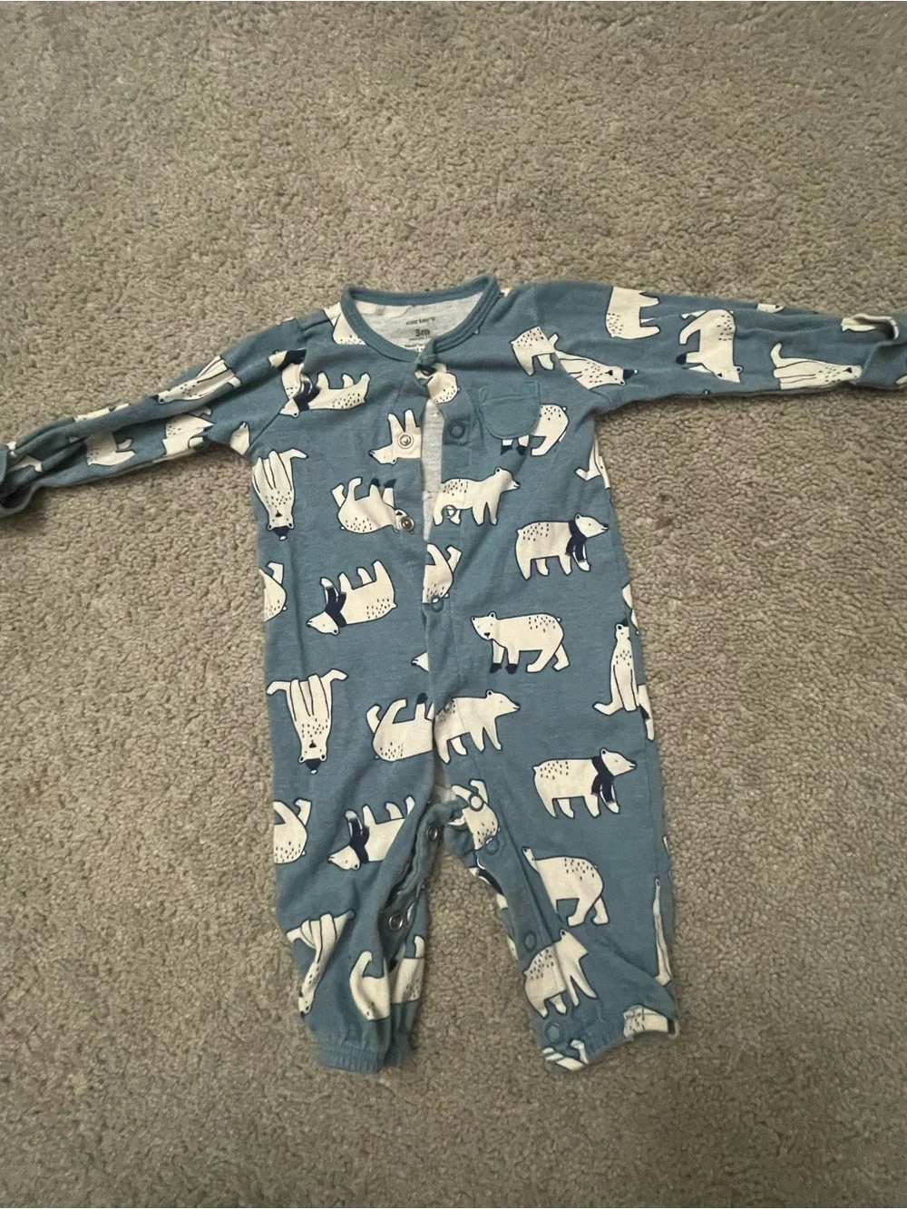 Carter's Blue & Gray Baby One-Piece Footies - 3 Pack